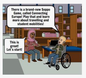 A frame of a Connecting Europe Seppogame comic.