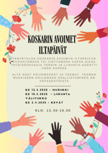 Koskarin avoimet iltapäivät -ilmoitus.